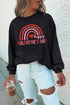 Black Happy Valentine'S Day Graphic Embroidered Sweatshirt
